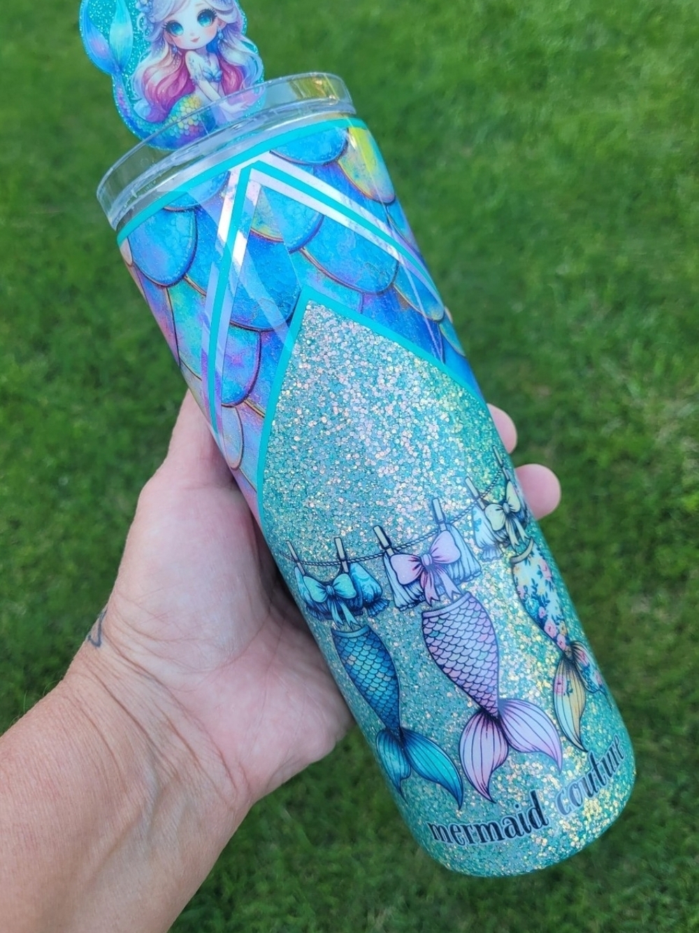 Mermaid Couture Glitter Blue Stainless Tumbler